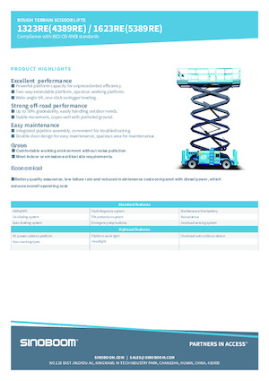 Kołowe podnośniki nożycowe Sinoboom 1623RE 