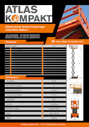 Kołowe podnośniki nożycowe Atlas Kompakt ACSL 1212 DC