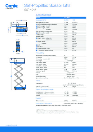 Kołowe podnośniki nożycowe Genie GS-4047