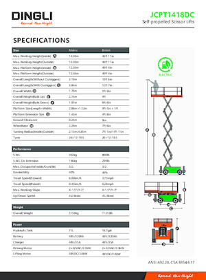 Kołowe podnośniki nożycowe Dingli JCPT1418DC
