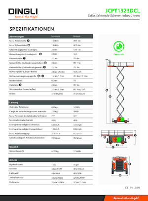 Kołowe podnośniki nożycowe Dingli JCPT1523DCL