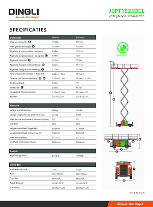 Kołowe podnośniki nożycowe Dingli JCPT1523DCL