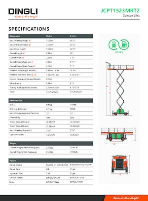Kołowe podnośniki nożycowe Dingli JCPT1523MRT2