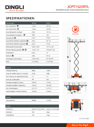 Kołowe podnośniki nożycowe Dingli JCPT1523RTL