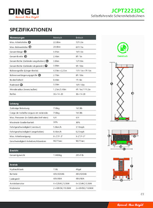 Kołowe podnośniki nożycowe Dingli JCPT2223DC