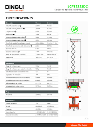 Kołowe podnośniki nożycowe Dingli JCPT2223DC