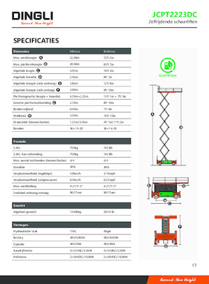 Kołowe podnośniki nożycowe Dingli JCPT2223DC