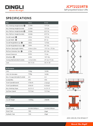 Kołowe podnośniki nożycowe Dingli JCPT2223RTB
