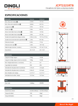 Kołowe podnośniki nożycowe Dingli JCPT2223RTB