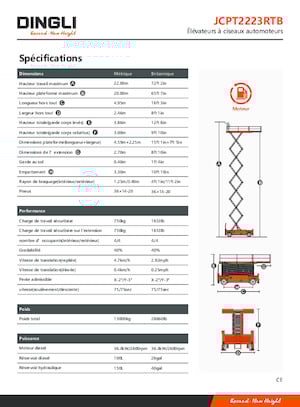 Kołowe podnośniki nożycowe Dingli JCPT2223RTB
