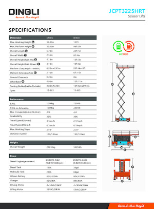 Kołowe podnośniki nożycowe Dingli JCPT3225HRT