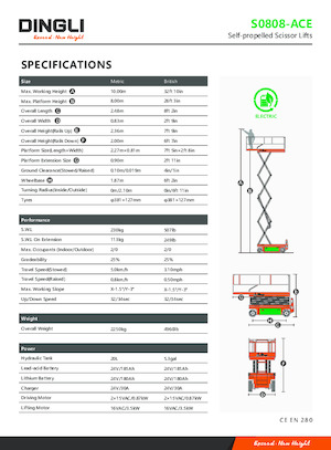 Kołowe podnośniki nożycowe Dingli S0808-ACE