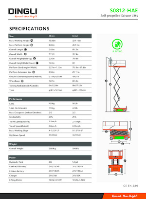 Kołowe podnośniki nożycowe Dingli S0812-HAE