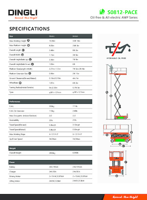 Kołowe podnośniki nożycowe Dingli S0812-PACE