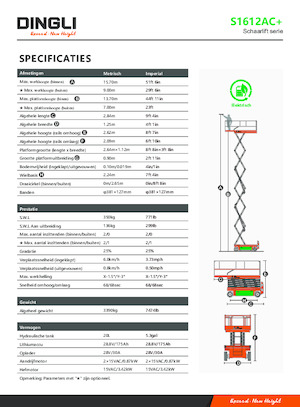 Kołowe podnośniki nożycowe Dingli S1612AC+