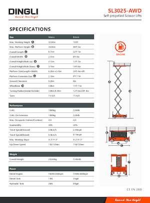 Kołowe podnośniki nożycowe Dingli SL3025-AWD