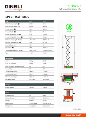 Kołowe podnośniki nożycowe Dingli SL3025-E