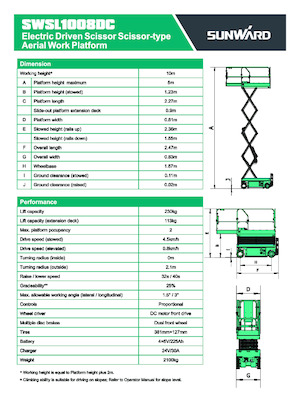Kołowe podnośniki nożycowe Sunward SWSL 1008 DC
