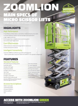 Kołowe podnośniki nożycowe Zoomlion ZS0407DC-Li