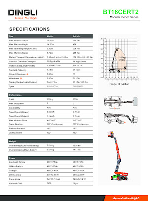 Kołowe teleskopowe platformy robocze Dingli BT16CERT2