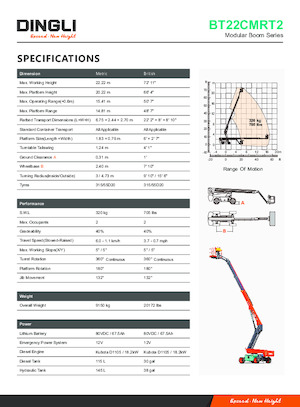 Kołowe teleskopowe platformy robocze Dingli BT22CMRT2