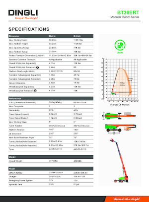 Kołowe teleskopowe platformy robocze Dingli BT36ERT