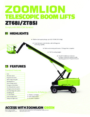 Kołowe teleskopowe platformy robocze Zoomlion ZT85J