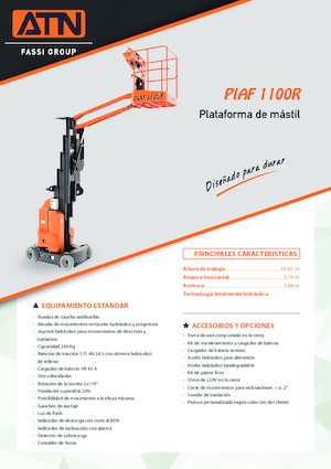 Kołowe platformy robocze z masztem pionowym ATN PIAF 1100R