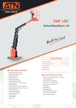 Kołowe platformy robocze z masztem pionowym ATN PIAF 12RE