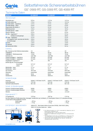 Kołowe podnośniki nożycowe Genie GS-3369 RT