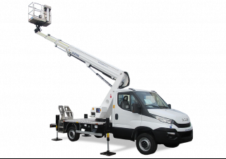 Podnośniki koszowe teleskopowe Platformy robocze na wysięgniku teleskopowym mocowane na ciężarówce Oil & Steel Scorpion 2313