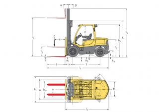 Hyster H4.5FT 6 - wymiary i rozmiar